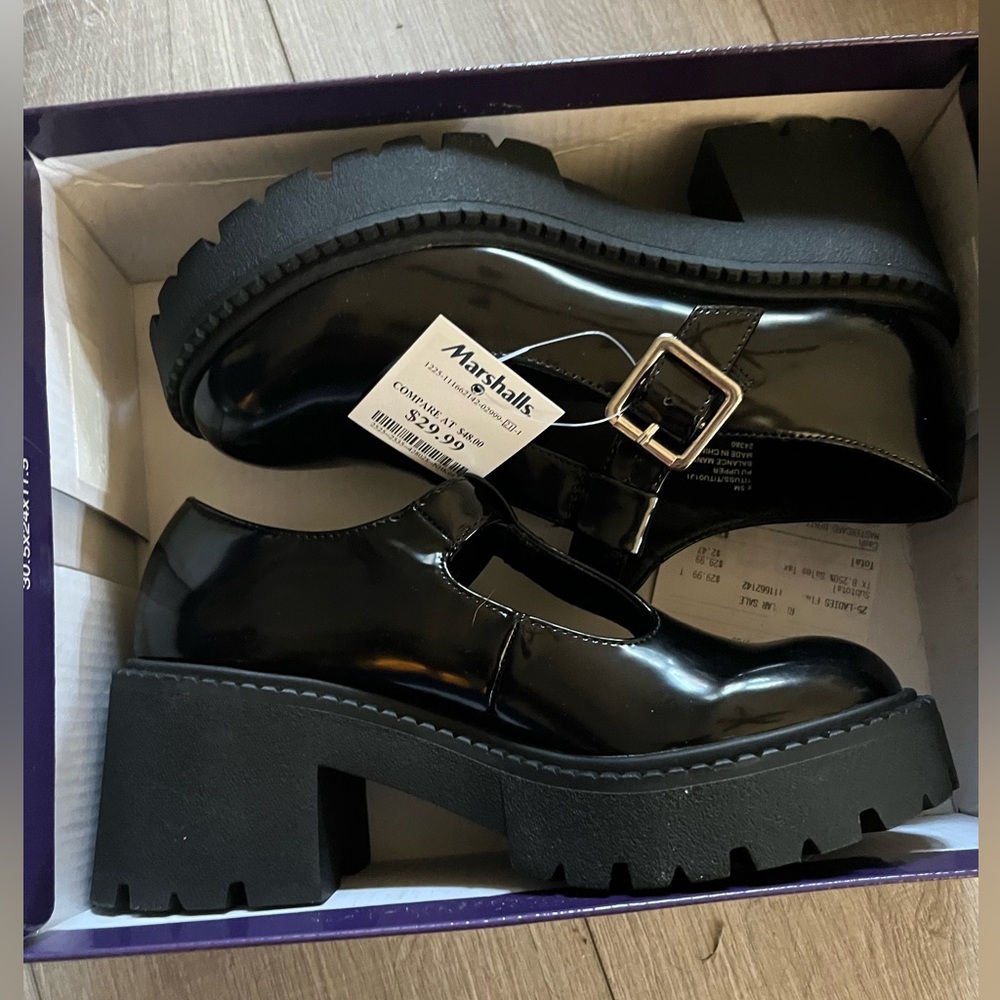 Black chunky heels